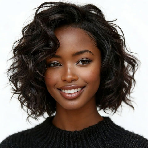 Sexy Loose Wavy Elegant Bob Wigs Pixie Cut Human Hair Wigs