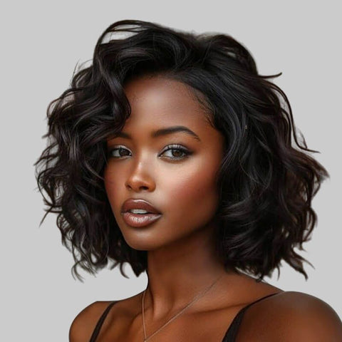 Sexy Loose Wavy Elegant Bob Wigs Pixie Cut Human Hair Wigs