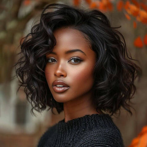 Sexy Loose Wavy Elegant Bob Wigs Pixie Cut Human Hair Wigs