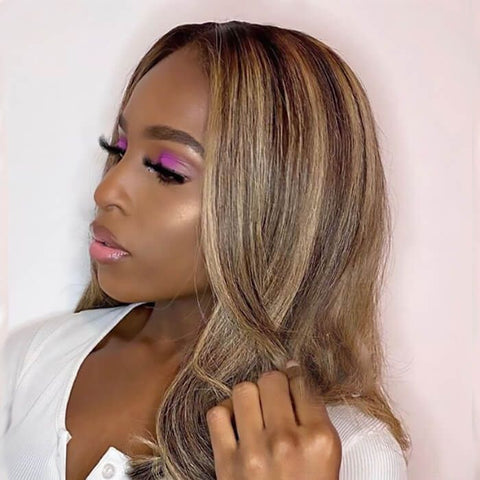 Malaysian Virgin Hair Ombre Highlight Lace Front Human Hair Wigs