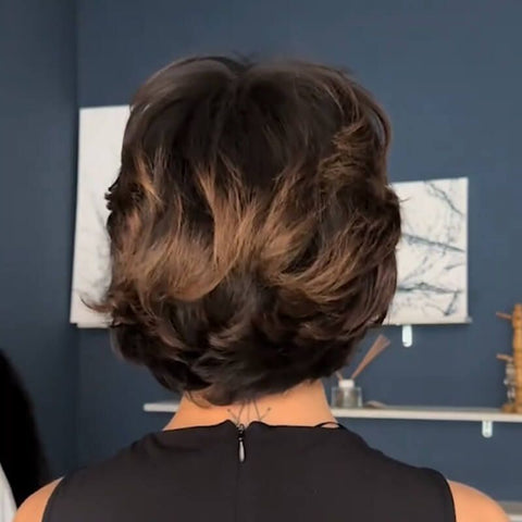 Short Bob Wig Highlight Wave Lace Front Human Hair Wigs