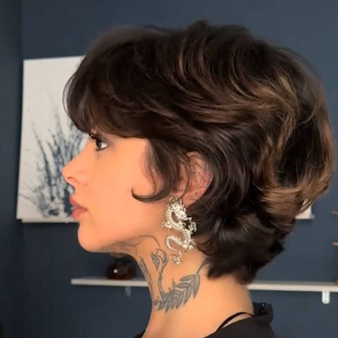 Short Bob Wig Highlight Wave Lace Front Human Hair Wigs