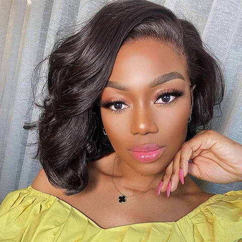 Body Wave Short Human Hair  13X4 Lace Frontal Wig | Gorgeous Curls