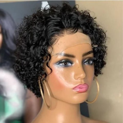 Pixie Cut Wig Short Curly Bob Wig Glueless Human Hair Wigs