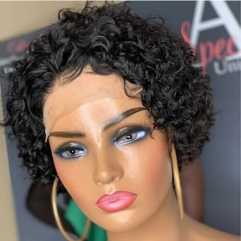 Pixie Cut Wig Short Curly Bob Wig Glueless Human Hair Wigs