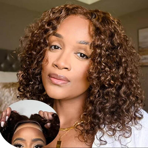 Wear and Go Wigs Curly Wigs Pre Cut Lace Bob Wig Human Hair Wigs
