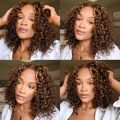 Wear and Go Wigs Curly Wigs Pre Cut Lace Bob Wig Human Hair Wigs