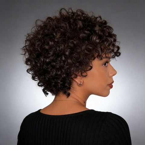 Ready to Wear Wig Short Pixie Cut Bob Curly Wigs Glueless Human Hair Wigs