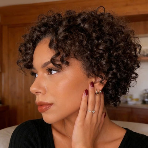 Ready to Wear Wig Short Pixie Cut Bob Curly Wigs Glueless Human Hair Wigs