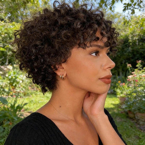 Ready to Wear Wig Short Pixie Cut Bob Curly Wigs Glueless Human Hair Wigs