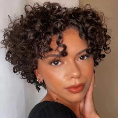 Ready to Wear Wig Short Pixie Cut Bob Curly Wigs Glueless Human Hair Wigs