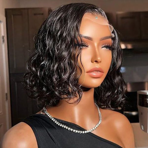 Short Wave Bob Wigs with Side Part Lace Front Human Hair Wigs