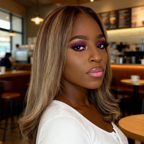 Malaysian Virgin Hair Ombre Highlight Lace Front Human Hair Wigs