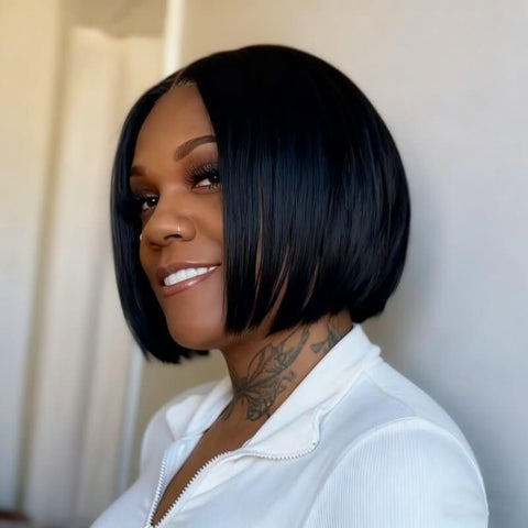 Malaysian Hair Elegant Short Bob Wig Lace Front Human Hair Wigs