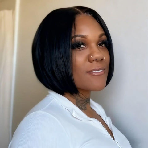 Malaysian Hair Elegant Short Bob Wig Lace Front Human Hair Wigs
