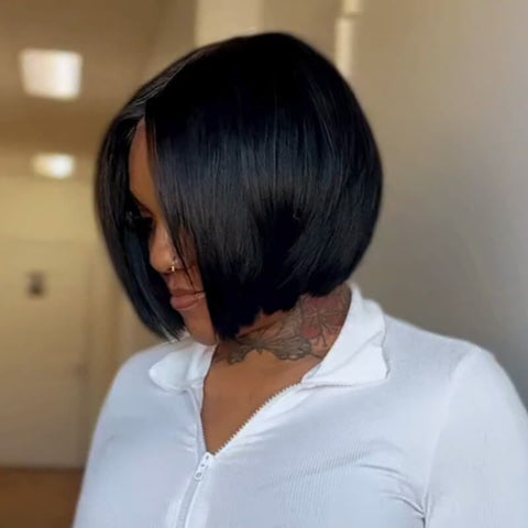 Malaysian Hair Elegant Short Bob Wig Lace Front Human Hair Wigs