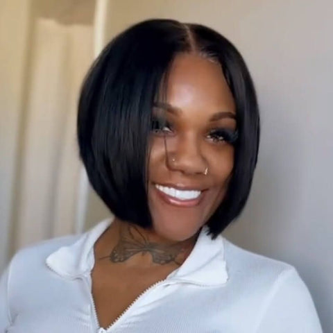 Malaysian Hair Elegant Short Bob Wig Lace Front Human Hair Wigs