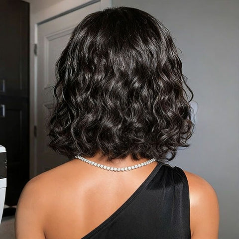 Short Wave Bob Wigs with Side Part Lace Front Human Hair Wigs