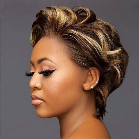 Highlight Piano Pixie Cut Wig Short Bob Wig Lace Front Human Hair Wigs