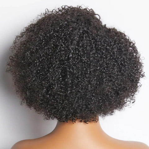 4C Edges Kinky Curly Short Bob Wigs With Side Part Glueless Human Hair Wigs