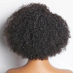 4C Edges Kinky Curly Short Bob Wigs With Side Part Glueless Human Hair Wigs