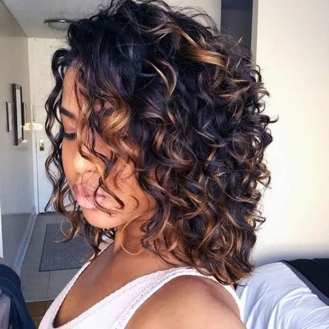 Glueless Short Wigs Loose Curly Highlight Lace Frontals Human Hair Wigs