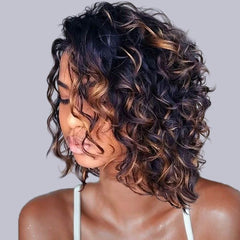 Bye Bye Knots Ready to Wear Wig Highlight Short Bob Loose Curly Human Hair Wigs