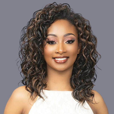 Glueless Shoulder Length Loose Curly Lace Front Human Hair Wigs