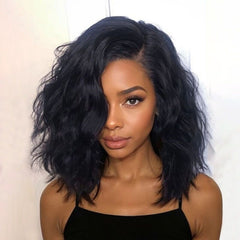 Layered Cut Wavy Bob Wigs With Side Part Lace Front Glueless Human Hair Wigs