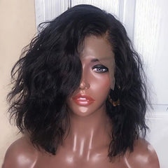 Layered Cut Wavy Bob Wigs With Side Part Lace Front Glueless Human Hair Wigs