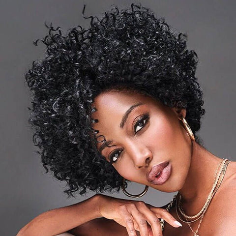 Ready to Wear Wig Short Afro Curly Machine Made Wig No Lace Glueless Human Hair Wigs