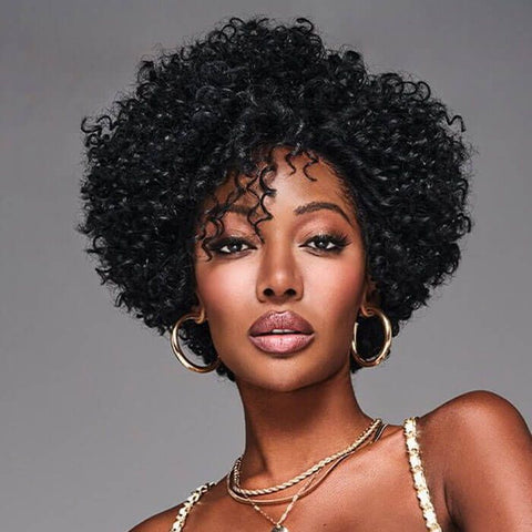 Ready to Wear Wig Short Afro Curly Machine Made Wig No Lace Glueless Human Hair Wigs