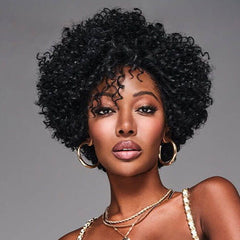 Ready to Wear Wig Short Afro Curly Machine Made Wig No Lace Glueless Human Hair Wigs