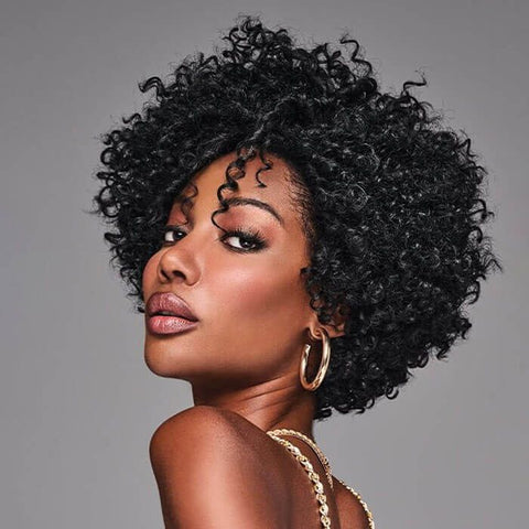 Ready to Wear Wig Short Afro Curly Machine Made Wig No Lace Glueless Human Hair Wigs
