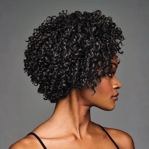 Ready to Wear Wig Short Afro Curly Machine Made Wig No Lace Glueless Human Hair Wigs
