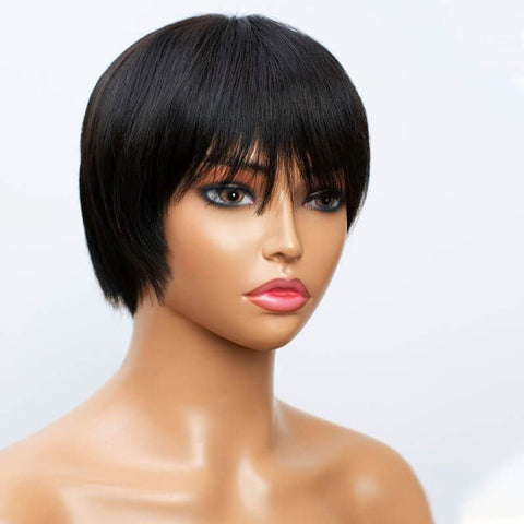 Pixie Cut Wig Short BOB Wigs With Bangs Lace Front Human Hair Wigs