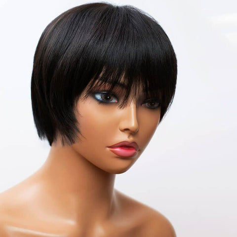 Pixie Cut Wig Short BOB Wigs With Bangs Lace Front Human Hair Wigs