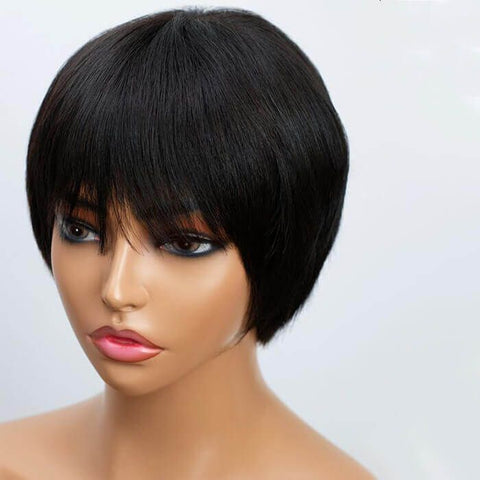 Pixie Cut Wig Short BOB Wigs With Bangs Lace Front Human Hair Wigs