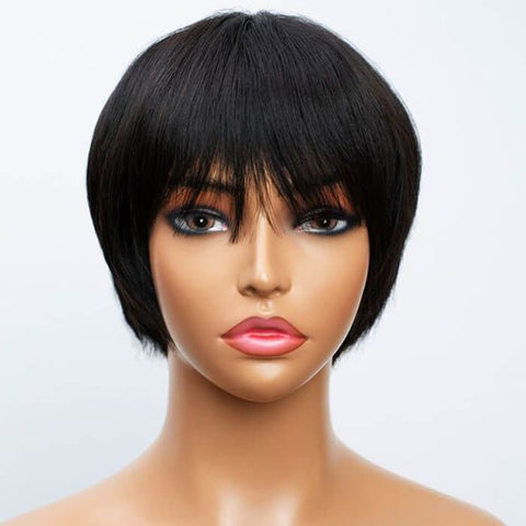 Pixie Cut Wig Short BOB Wigs With Bangs Lace Front Human Hair Wigs
