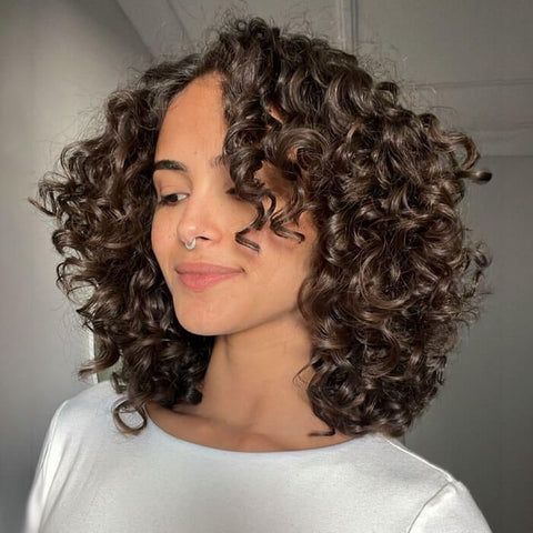 Brown Ombre Short Curly Bob Wigs Lace Front Human Hair Wigs