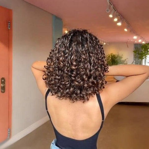 Brown Ombre Short Curly Bob Wigs Lace Front Human Hair Wigs