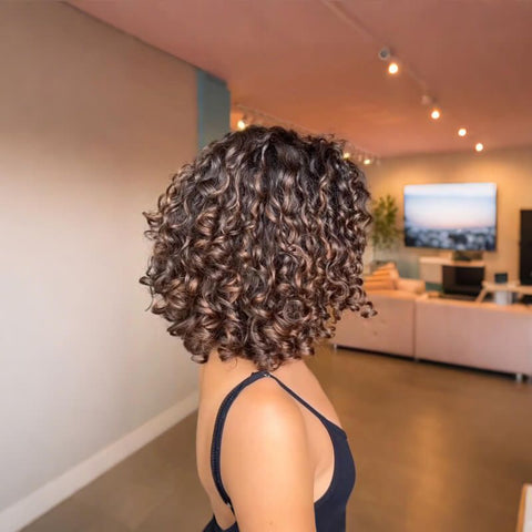 Brown Ombre Short Curly Bob Wigs Lace Front Human Hair Wigs