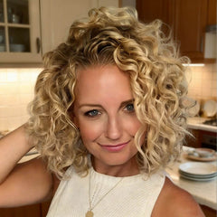 Ombre Curly Short Bob Wigs Lace Front Human Hair Wigs