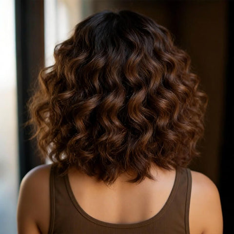 Brown Ombre Loose Deep Curly Bob Wigs Human Hair Wigs