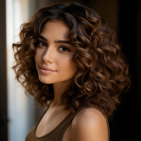 Brown Ombre Loose Deep Curly Bob Wigs Human Hair Wigs