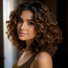 Brown Ombre Loose Deep Curly Bob Wigs Human Hair Wigs