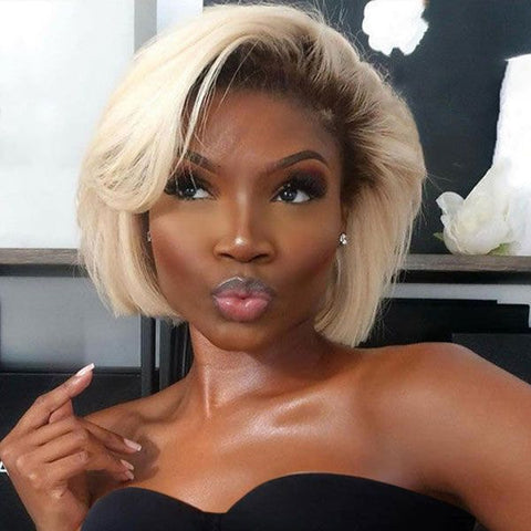 Pixie Cut Wig Short Bob Wigs Ombre Virgin Hair Lace Front Human Hair Wigs