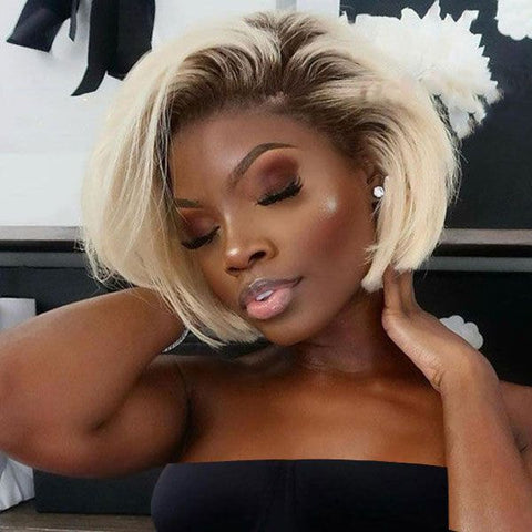 Pixie Cut Wig Short Bob Wigs Ombre Virgin Hair Lace Front Human Hair Wigs