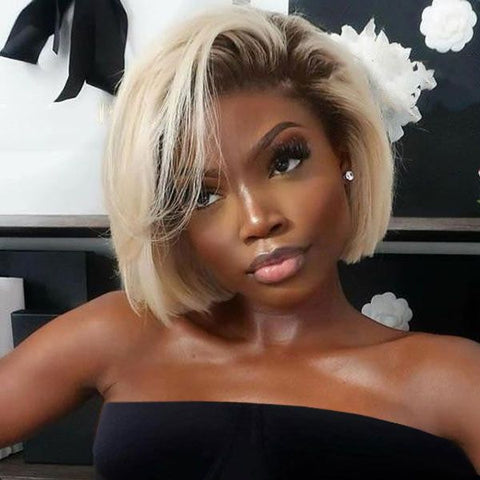 Pixie Cut Wig Short Bob Wigs Ombre Virgin Hair Lace Front Human Hair Wigs