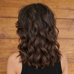 Glueless Bob Wigs Brown Shag Haircut Layers Wigs With Bangs Lace Front Human Hair Wigs